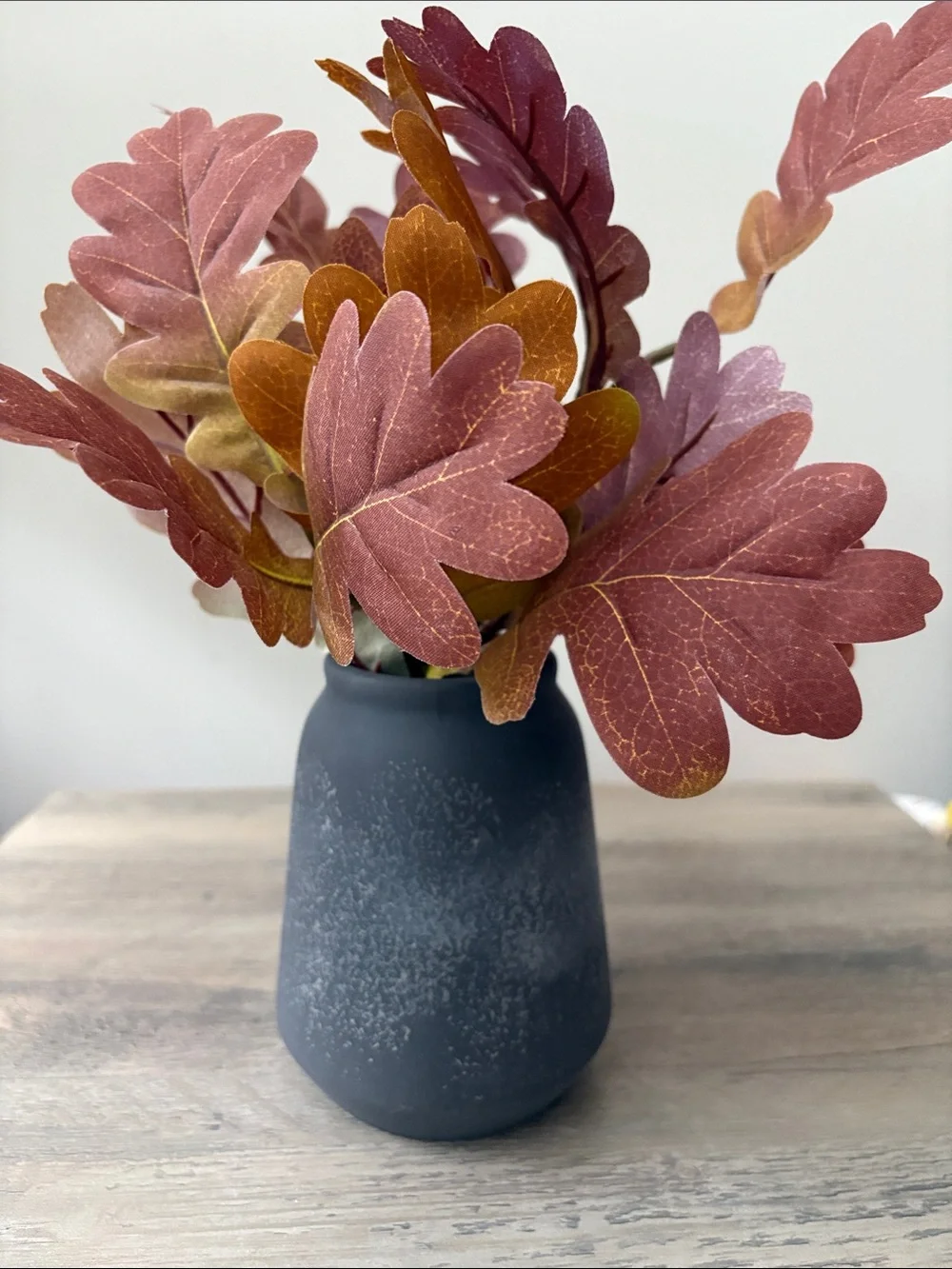 Threshold Oak Leaf Arrangement in Dark Gray Vase, Set of 2